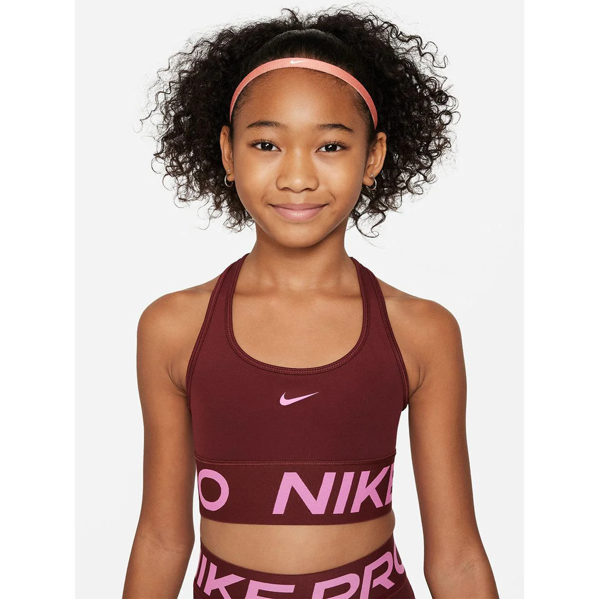 Спортивный топ для девочек Nike Pro Swoosh — цвет красный, размер L (американский размер)