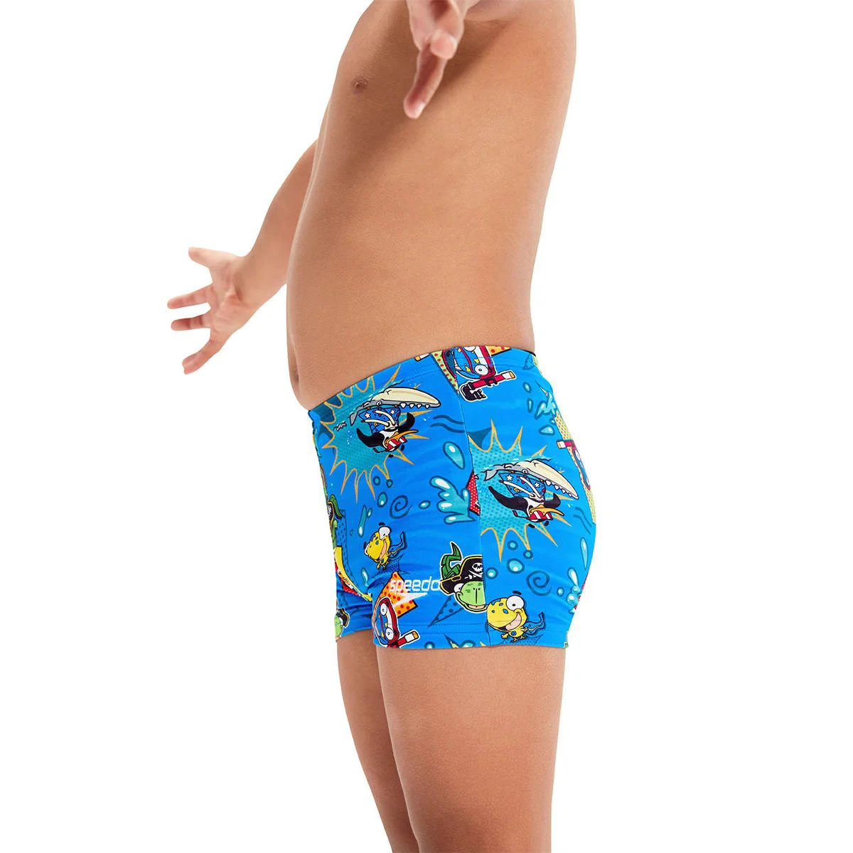 SPEEDO Learn To Swim Allover Aquashort Boys Swim Shorts - Blue - 2 YEARS