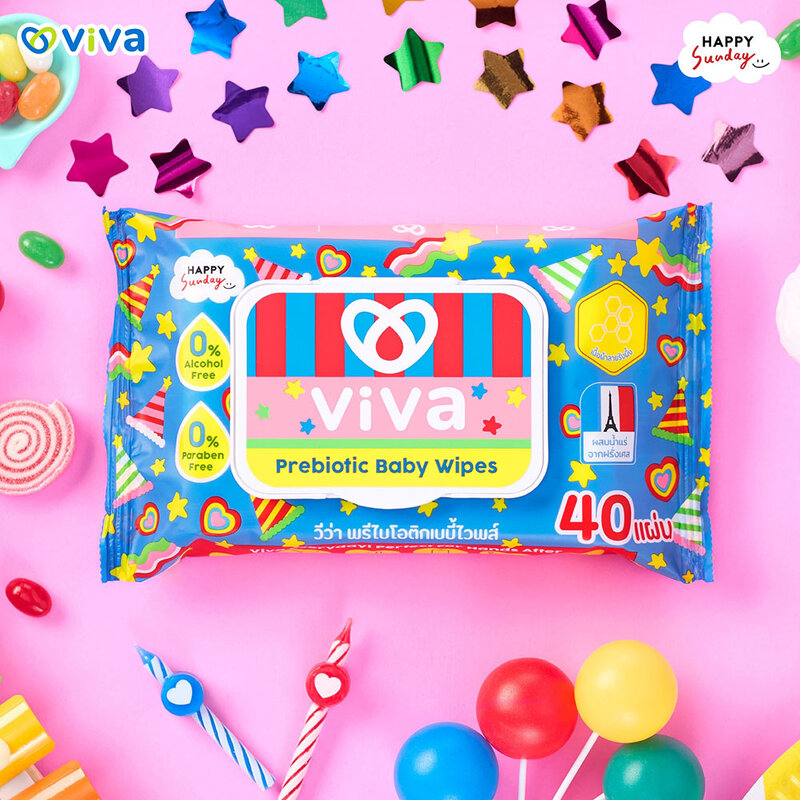 ViVa x Happy Sunday Prebiotic Baby Wipes [40 Sheets x 6pcs]