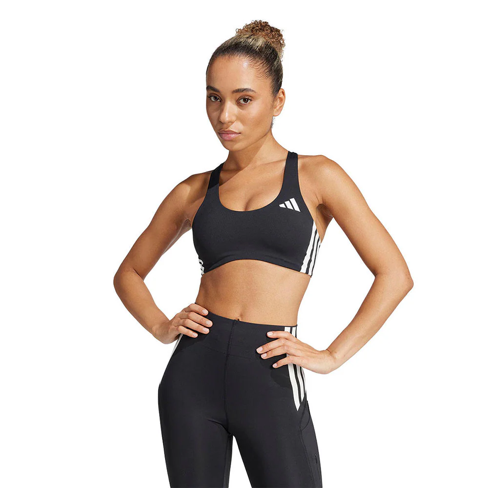 ADIDAS Powerreact Train Medium-Support 3-Stripes Women's Sports Bra - Black - 2XL AA-B