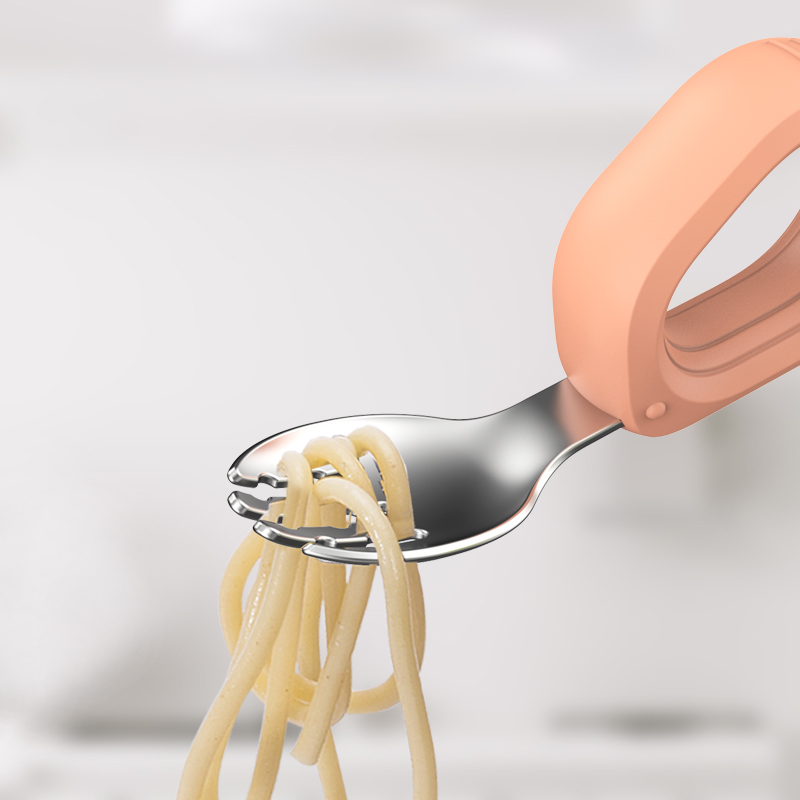 Hogokids Children Stainless Steel Round Handle Spoon & Fork Set