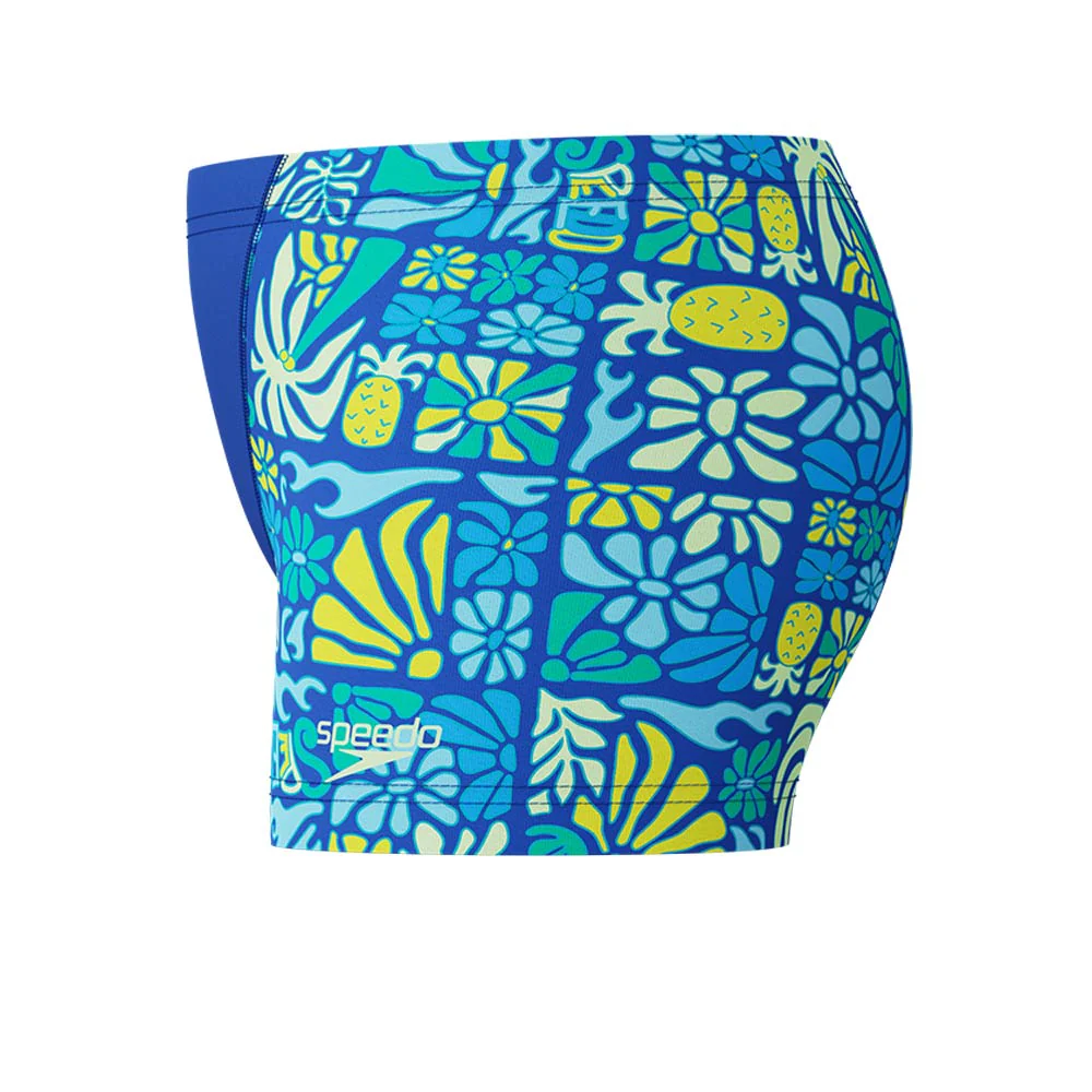 SPEEDO Printed V-Cut Aquashort Boys Swim Shorts - Blue - 10 YEARS