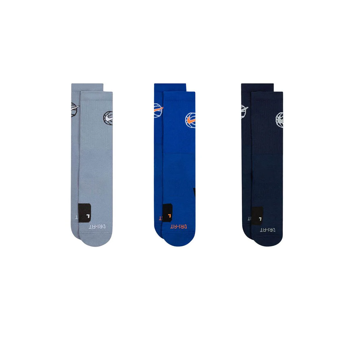 NIKE Everyday Crew Unisex Basketball Socks (3 Pairs) - Multi Color - L (US SIZE)