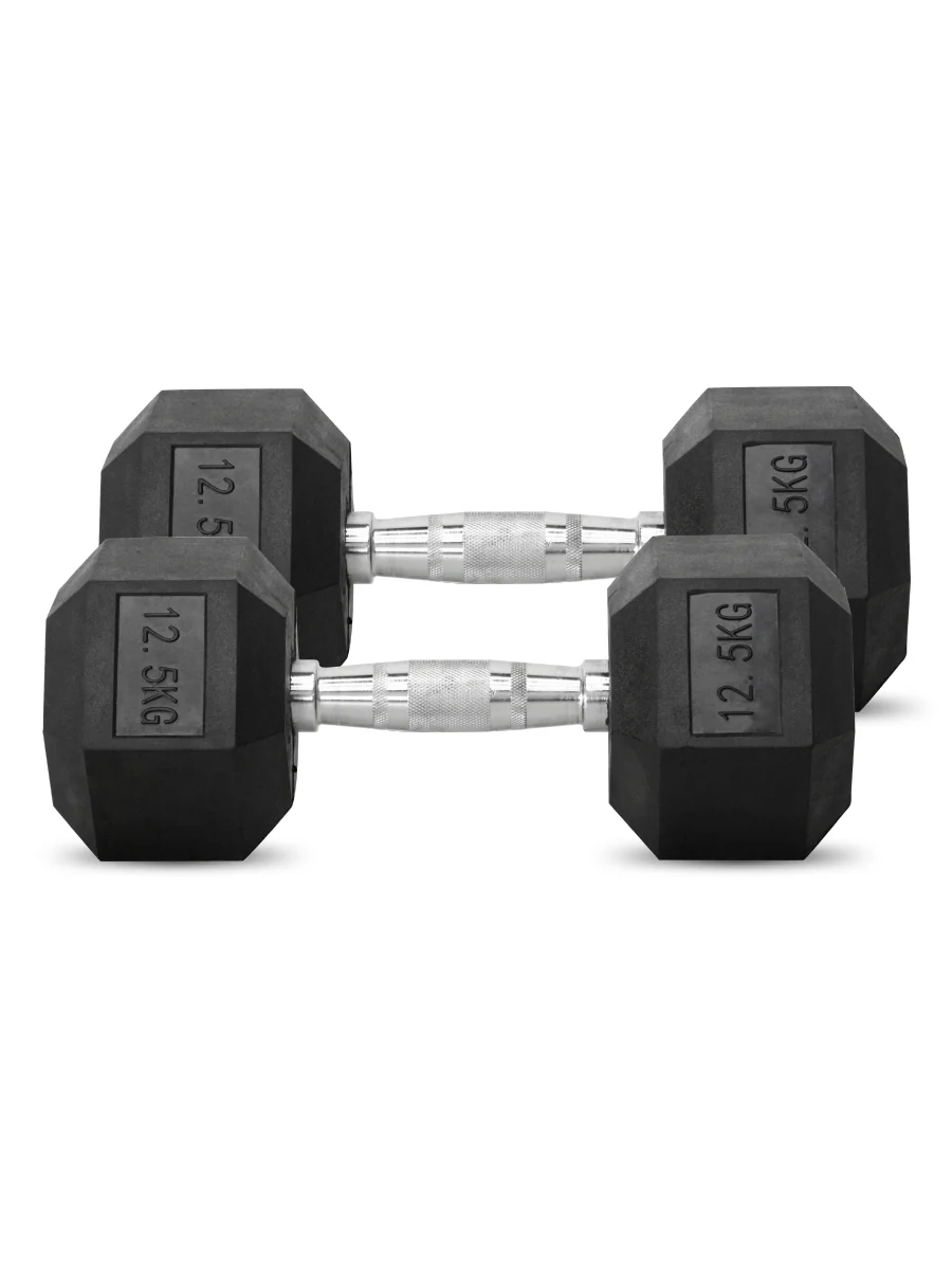 ดัมเบลหกเหลี่ยม HEX หุ้มยาง ขนาด 2.5-40KG - Black - 10 KG x 2 ชิ้น