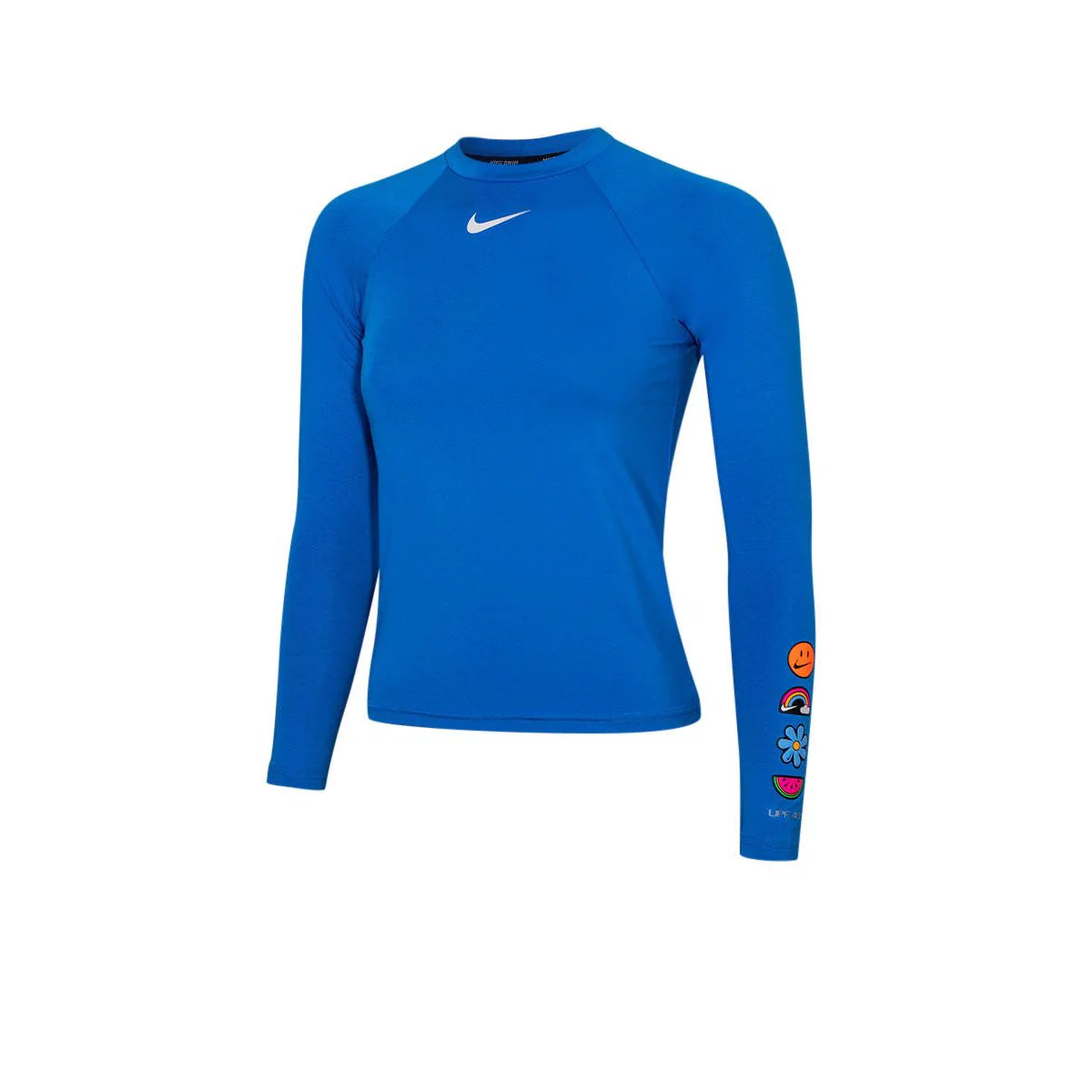 NIKE Swim Charms Girls Rashguard - Blue - L (US SIZE)
