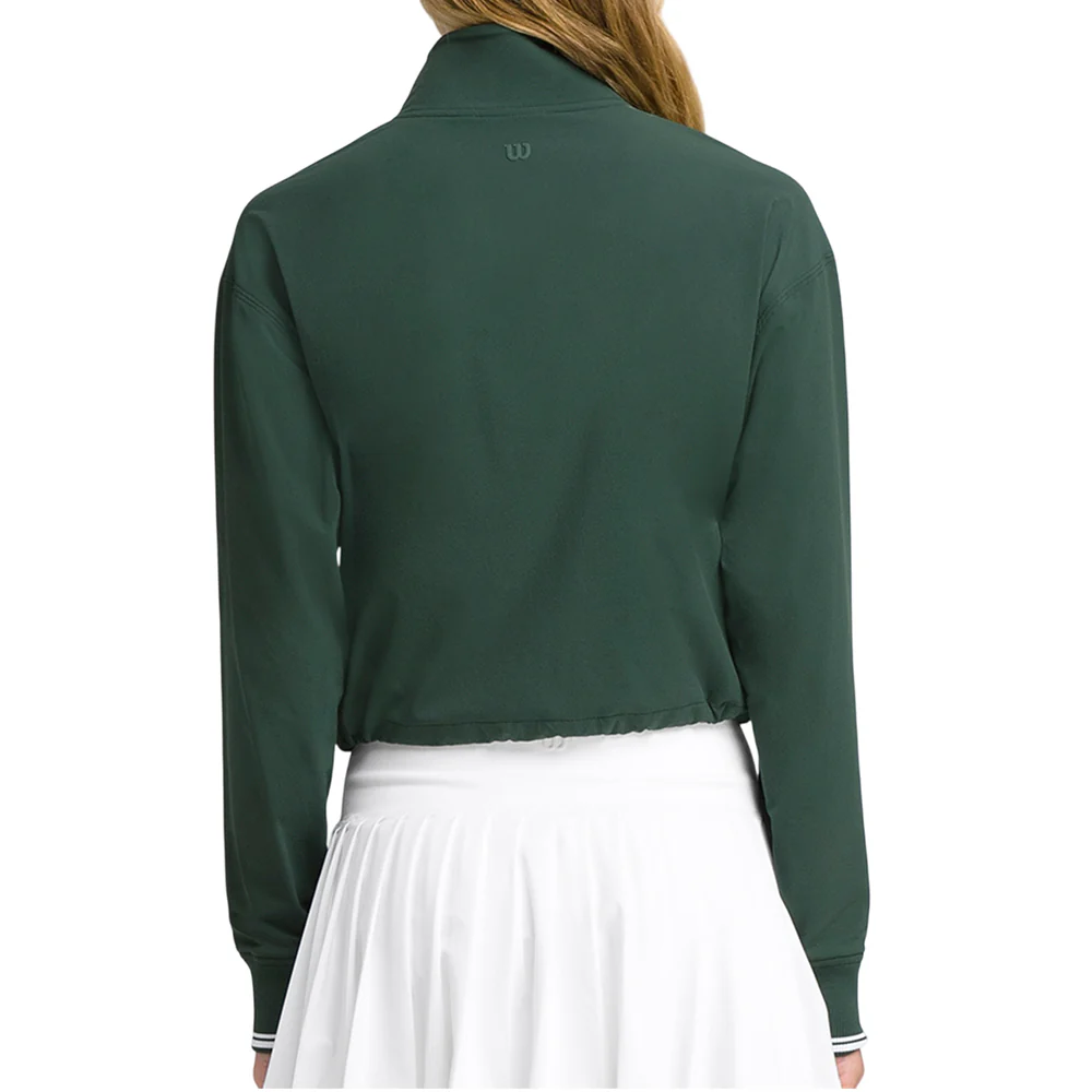 WILSON Davenport Woven Pop Over Women's Tennis Sweatshirt - Green - L