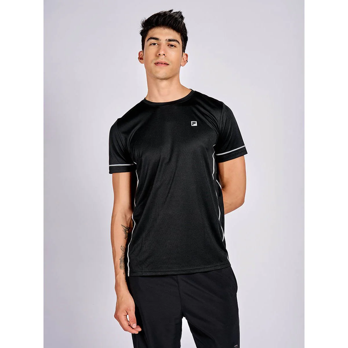 FILA Tennis TSA240815M Men's Training T-Shirt - Black - 2XL (US SIZE)