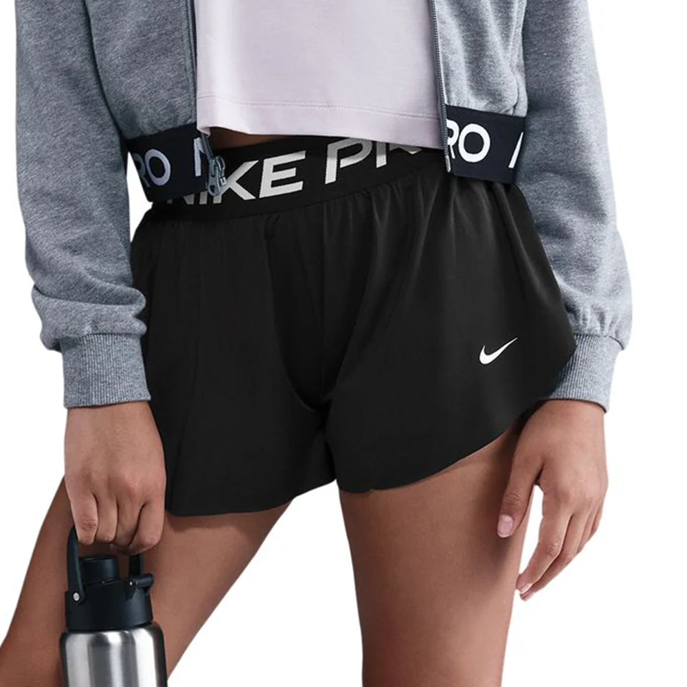 NIKE Pro Girls Lifestyle Shorts - Black - L (US SIZE)