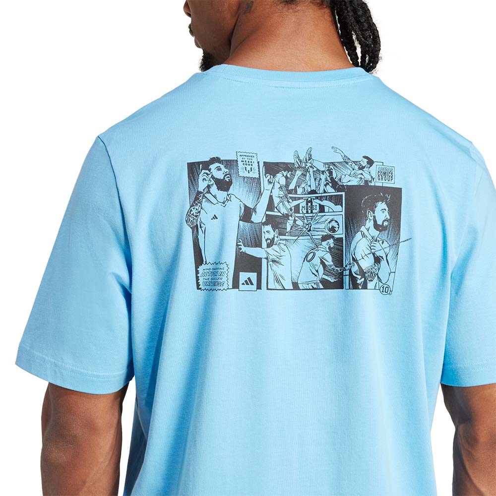ADIDAS Messi Icon Graphic Men's Football T-Shirt - Blue - 2XL (UK SIZE)