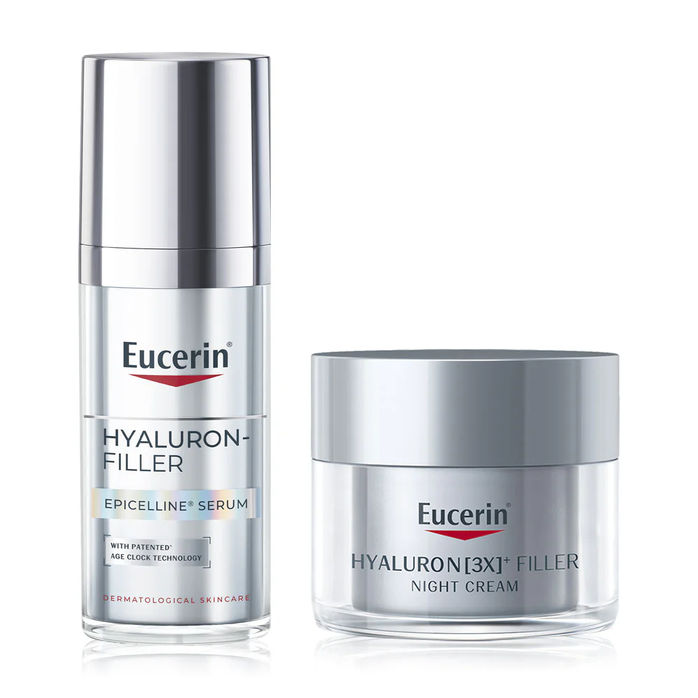 Ночной крем [Save 15%] Eucerin Hyaluron-Filler Epicelline Serum 30 мл + Eucerin Hyaluron [3X] + Filler 50 мл