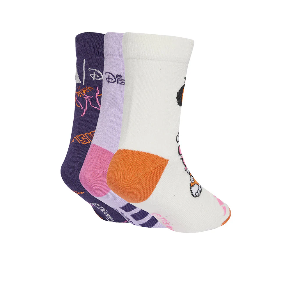 ADIDAS Disney Minnie Mouse Girls Socks (3 Pairs) - Multi Color - L (Kids Size)