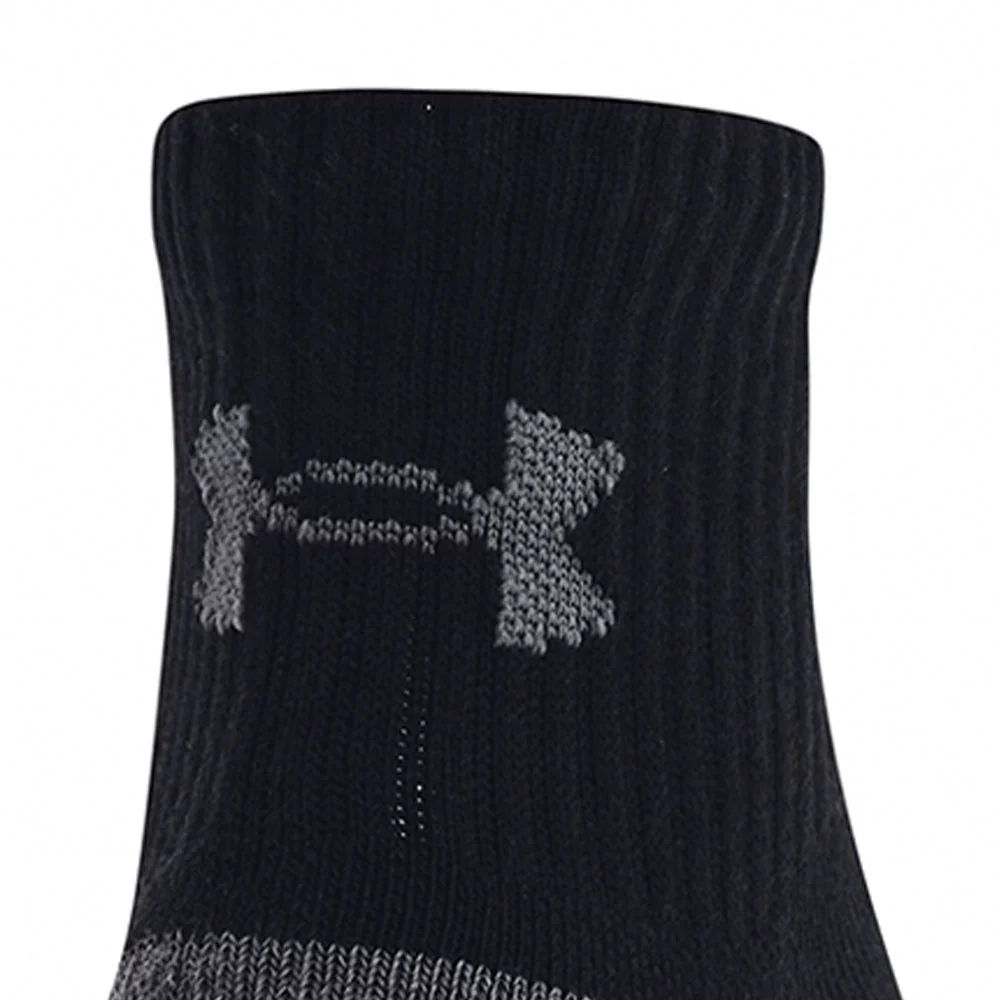 UNDER ARMOUR Performance Cotton Quarter Unisex Socks (3 Pairs) - Black - L (US SIZE)