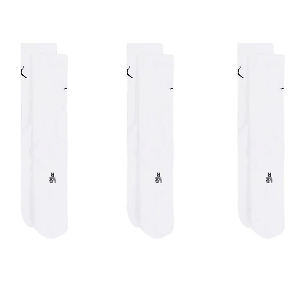 NIKE Jordan Everyday Crew Unisex Socks (3 Pairs) - White - M (US SIZE)