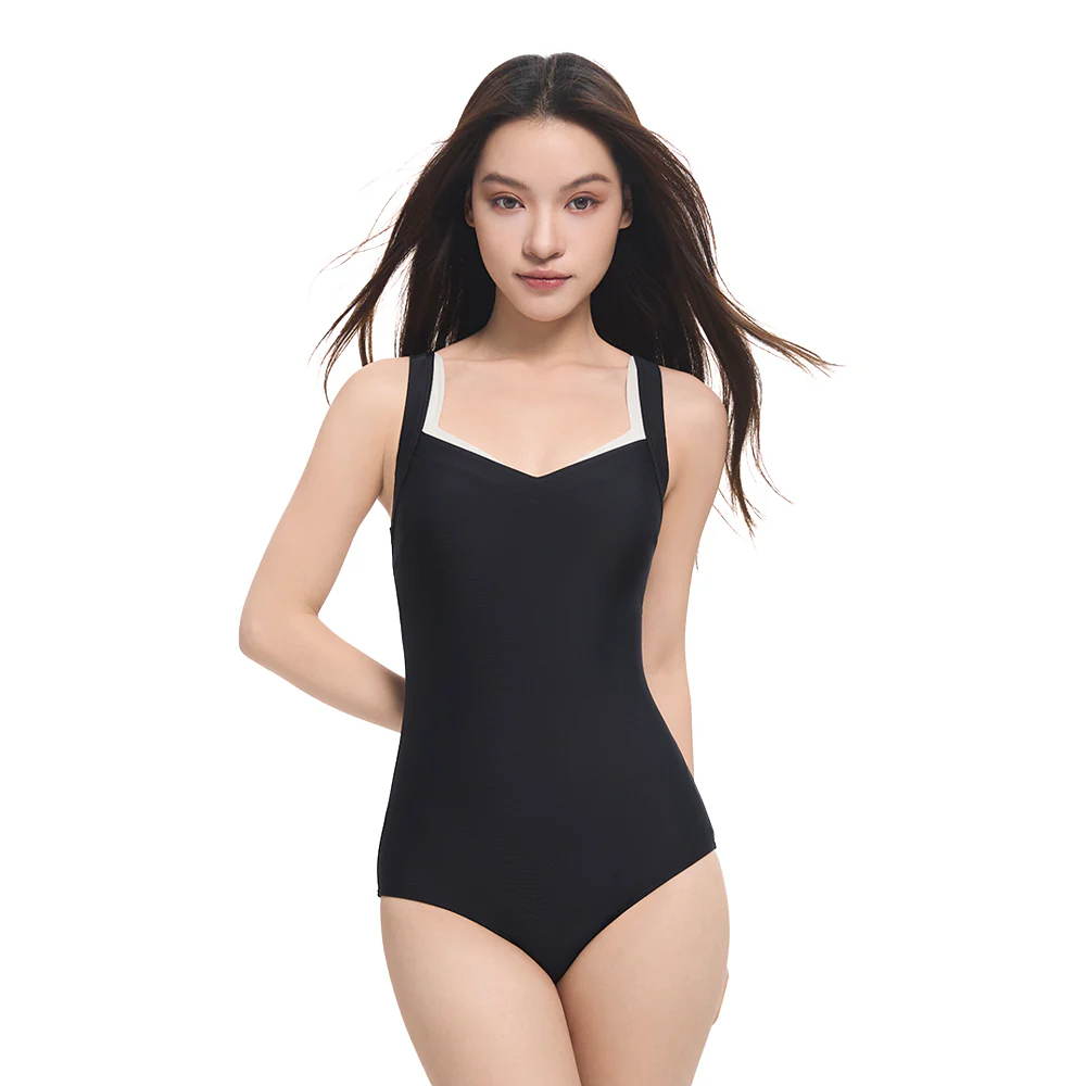 SPEEDO Modernist Shaping Double Stripe Women's Swimsuit - Black - 30 INCHES
