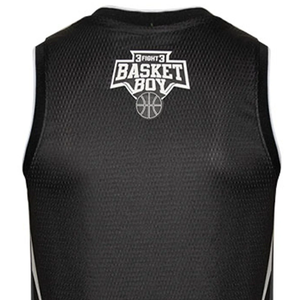 WARRIX Basket Boy Match Unisex Basketball Jersey - Black - 2L (US SIZE)