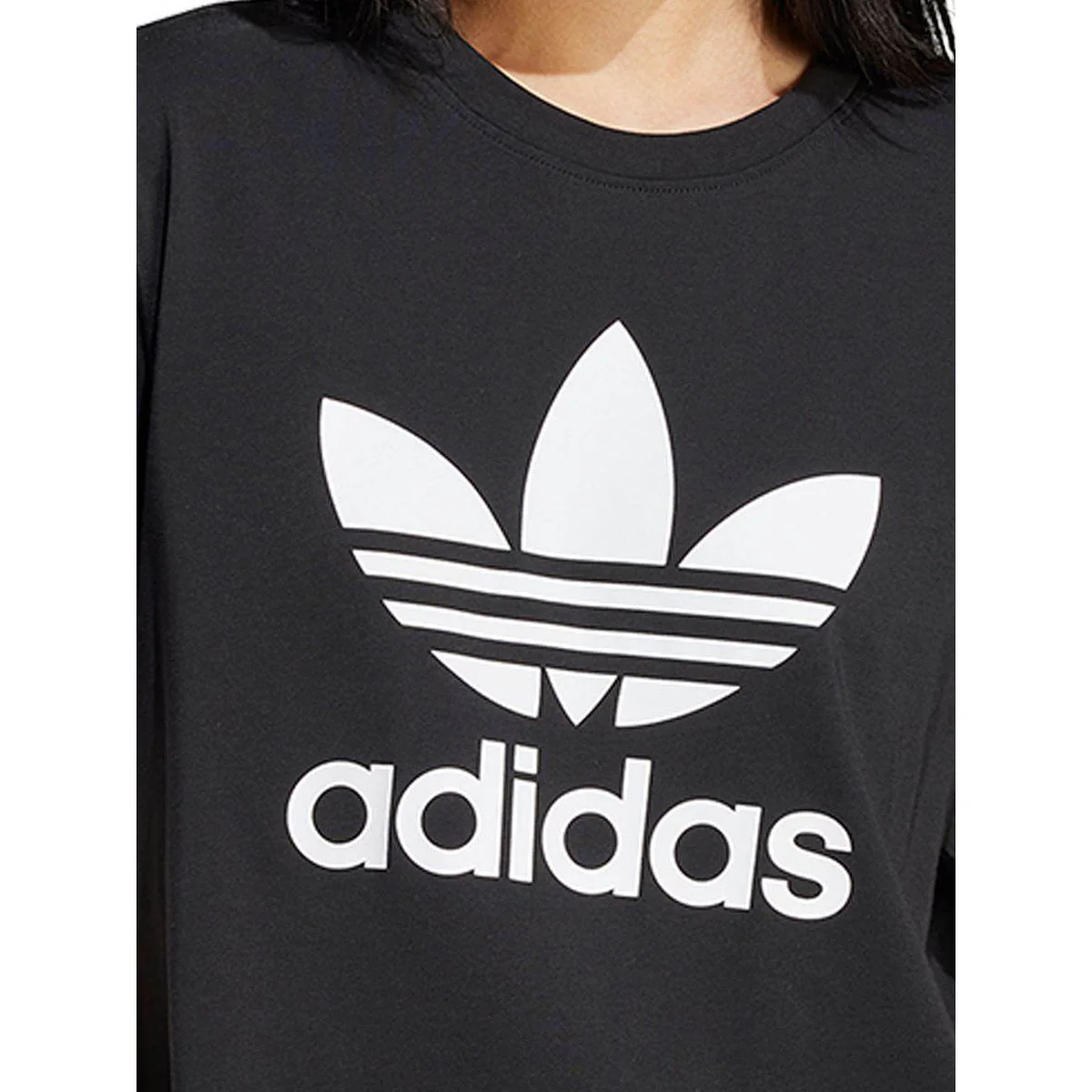 ADIDAS ORIGINALS Adicolor Trefoil Boxy Women's T-Shirt - Black - 2XS (ASIAN SIZE)