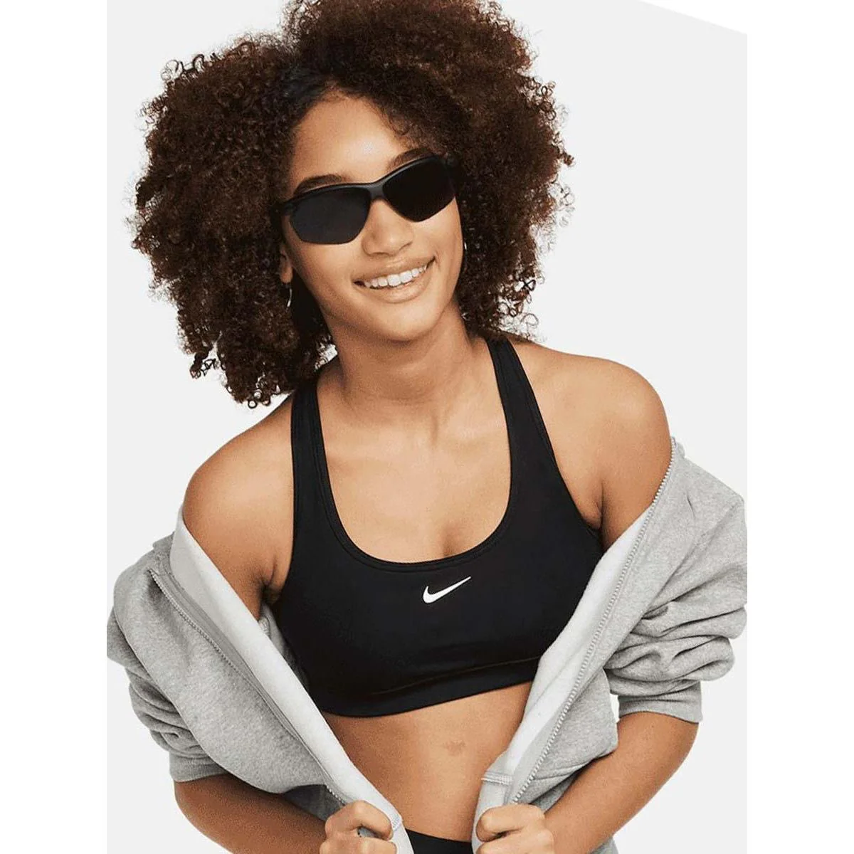 NIKE Swoosh Girls Sports Bra - Black - L (US SIZE)
