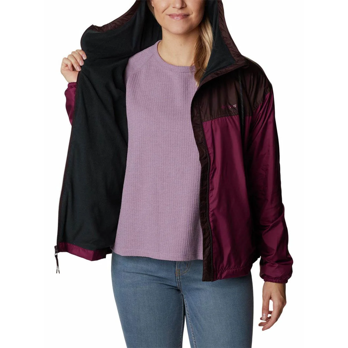 Женская куртка Columbia Flash Challenger Fleece Lined Windbreaker Hiking — цвет фиолетовый, размер 2XL (американский размер)
