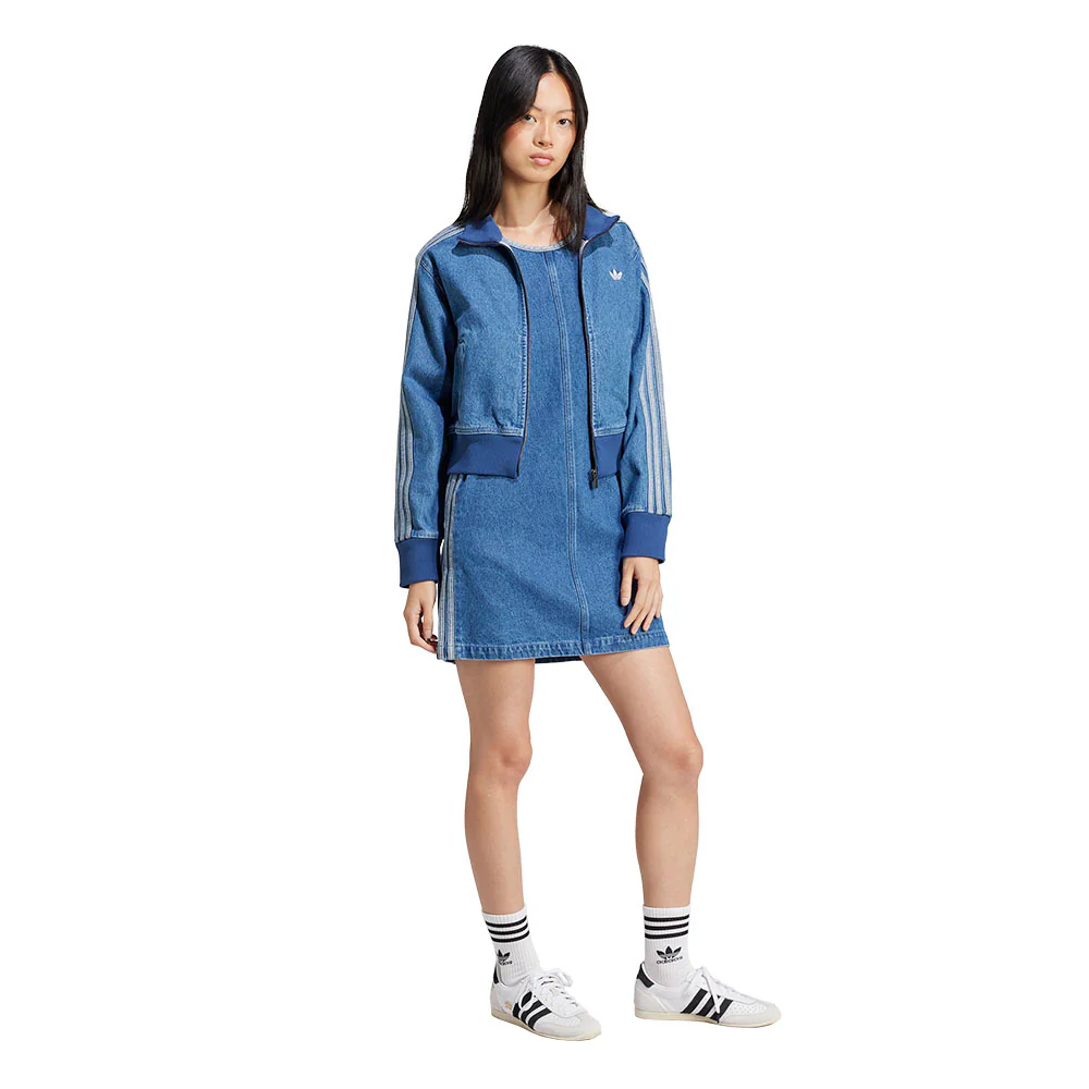 ADIDAS ORIGINALS Adicolor Denim 3-Stripes Women's Dress - Blue - 2XL (ASIAN SIZE)