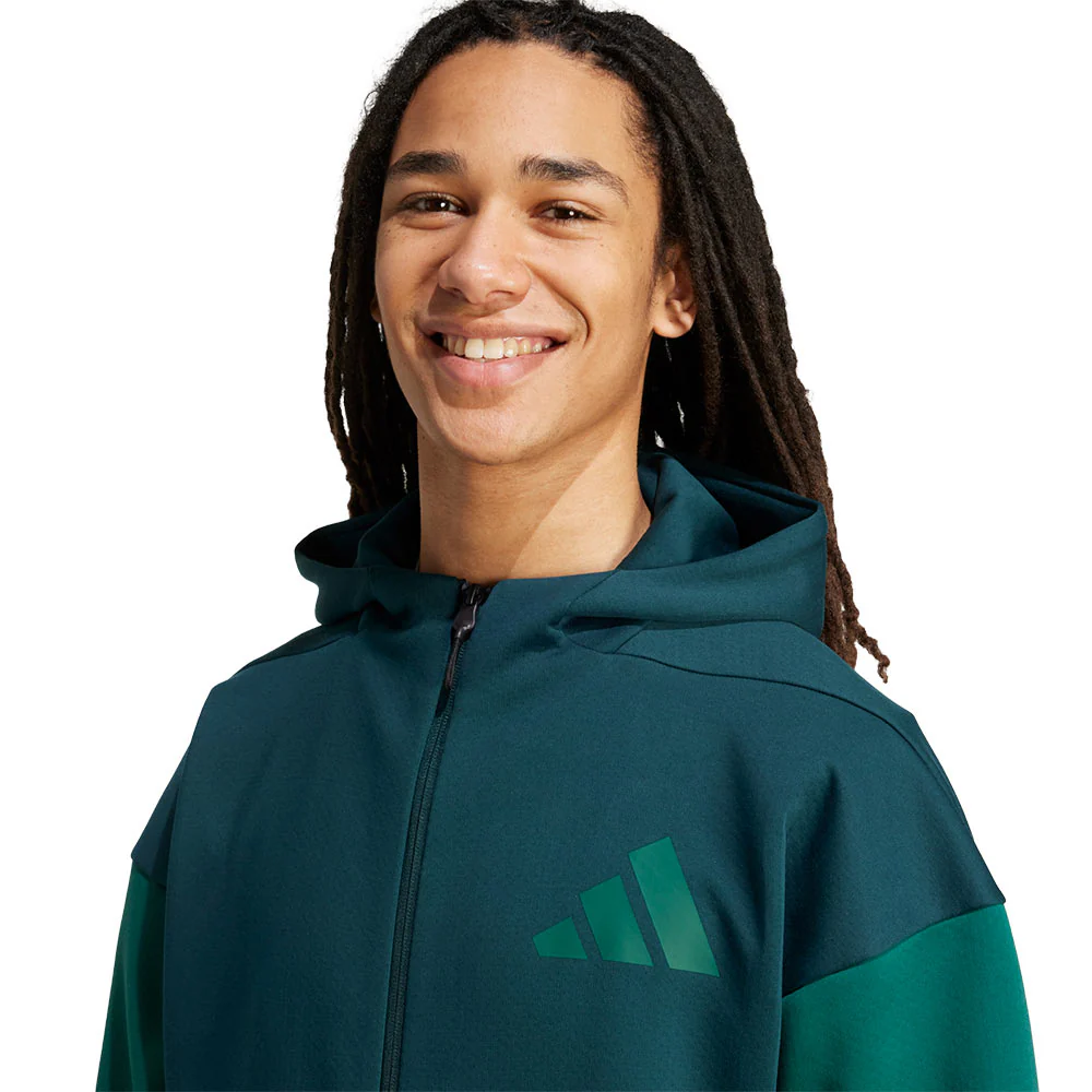 ADIDAS Z.N.E. Full-Zip Men's Hoodie - Green - L (ASIAN SIZE)