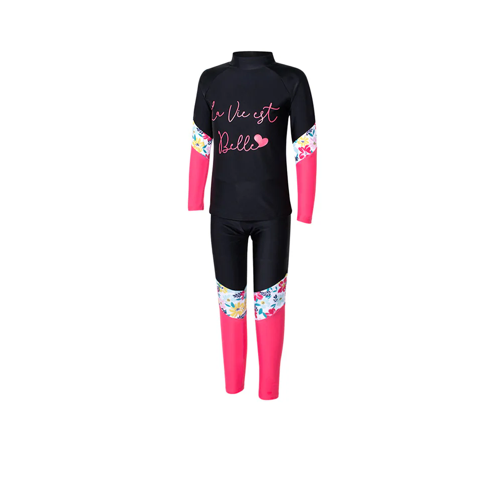 HIGHCLUB UPFGLL01 Girls Rashguard Set - Black - 10 (ASIAN SIZE)