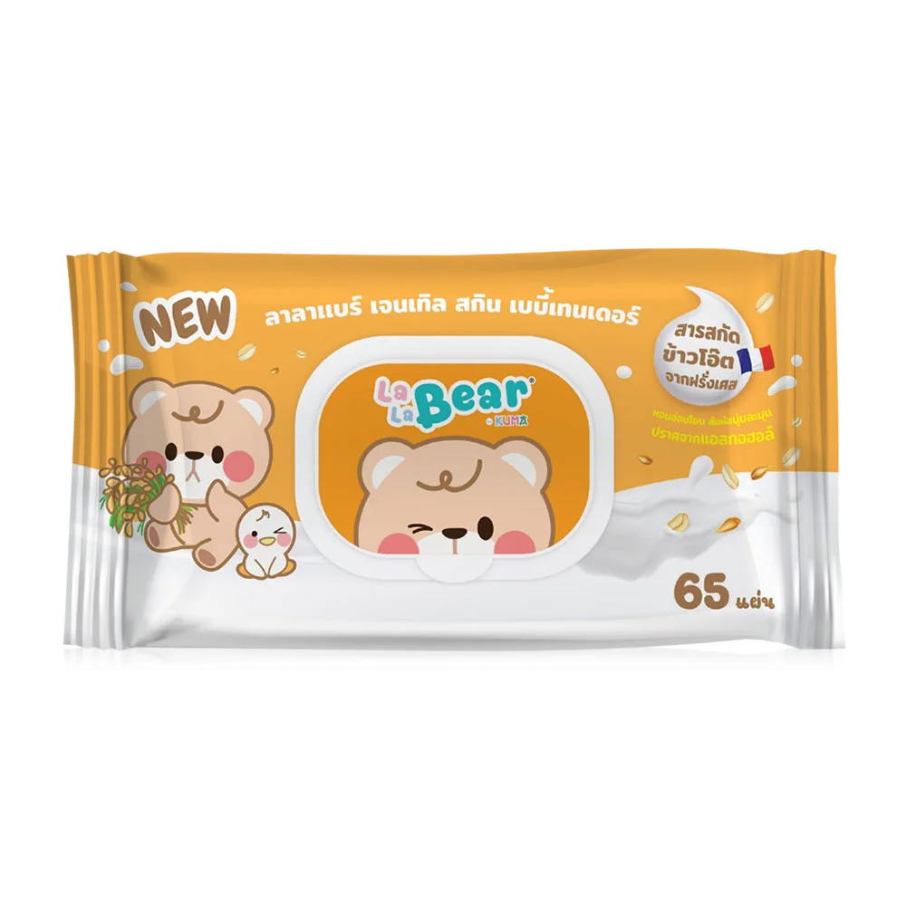 KUMA Lala Bear Gentle Skin детские Tender Wet Wipes Oatmeal 65 листов