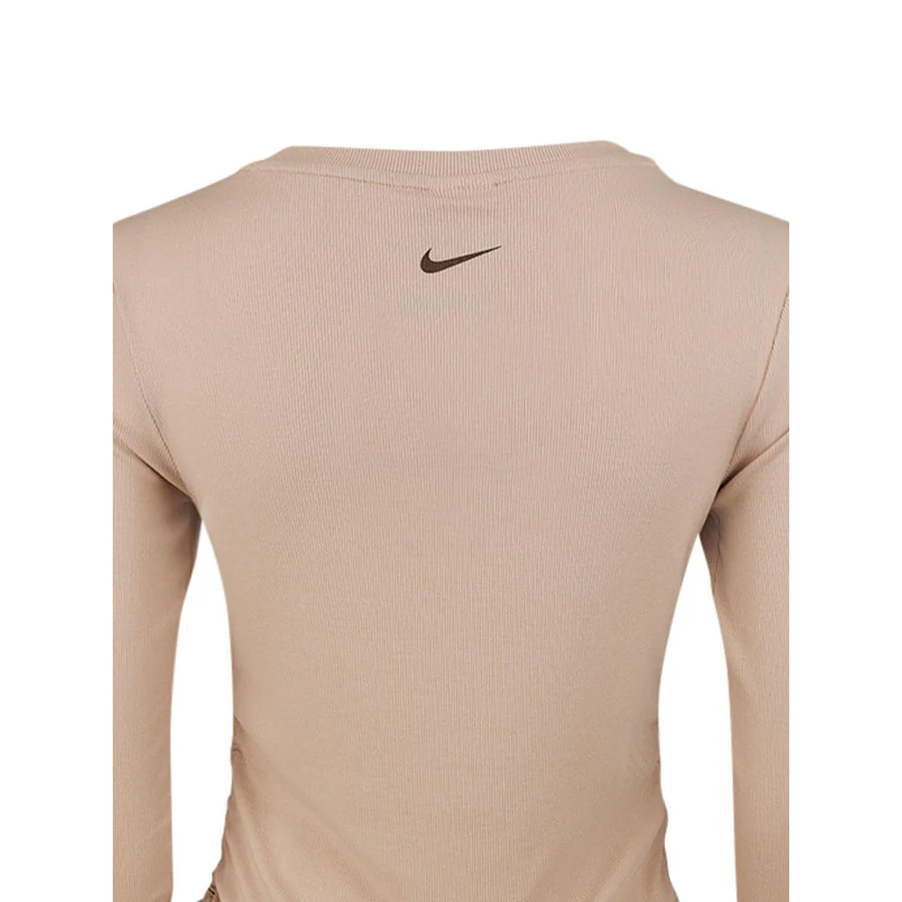 NIKE Sportswear Ribbed Long-Sleeve Cropped Women's Sweatshirt - Brown - L (ASIAN SIZE)