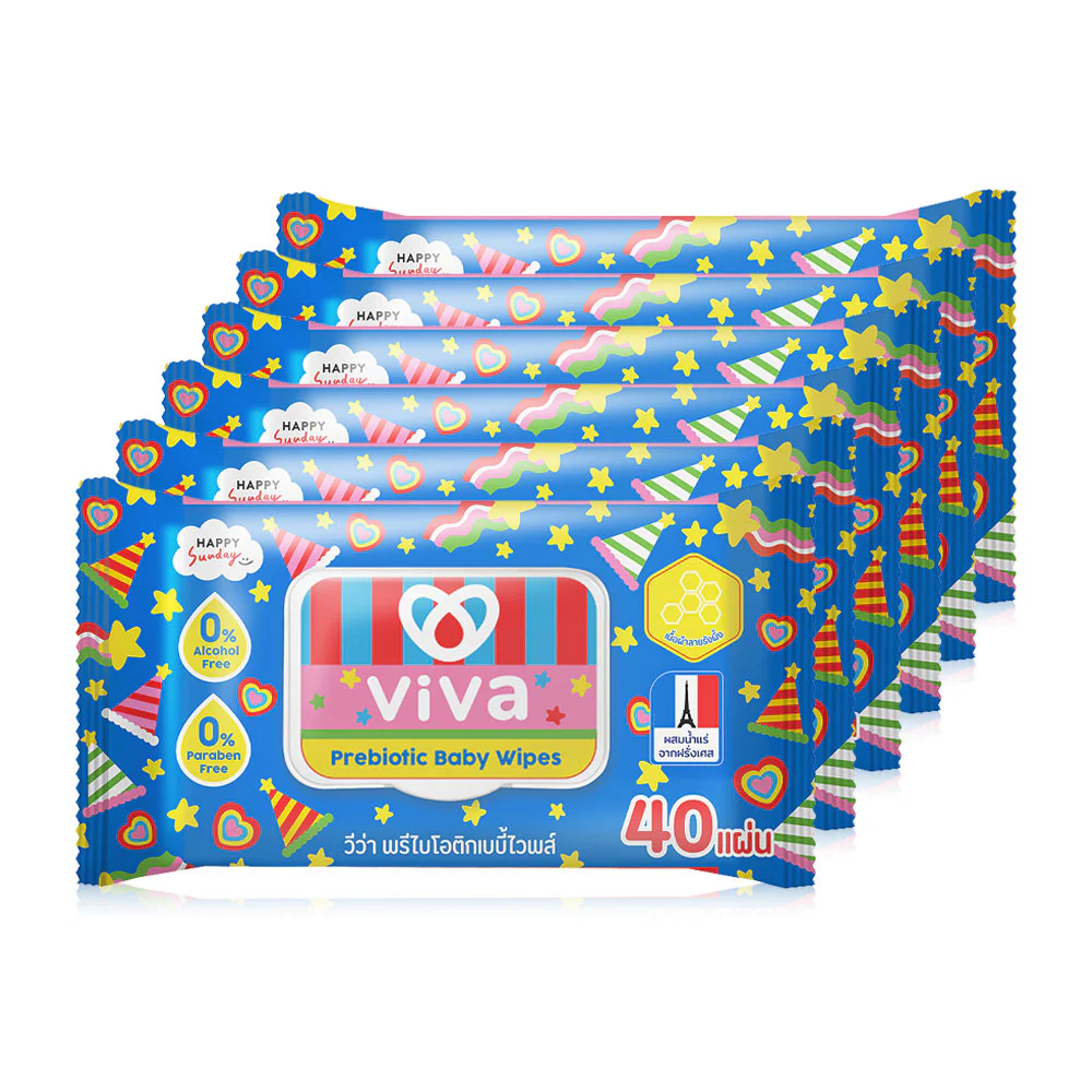 ViVa x Happy Sunday Prebiotic Baby Wipes [40 Sheets x 6pcs]