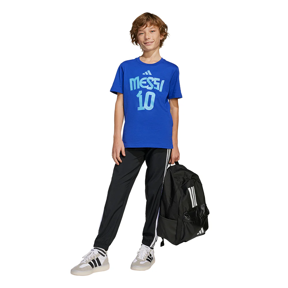ADIDAS Messi Name and Number Graphic Kids Football T-Shirt - Blue - 128 CM