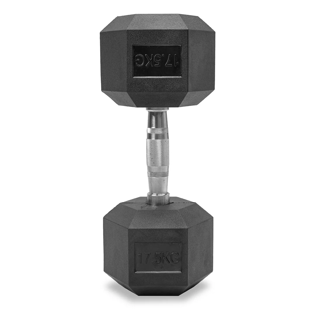 ดัมเบลหกเหลี่ยม HEX หุ้มยาง ขนาด 2.5-40KG - Black - 10 KG x 2 ชิ้น