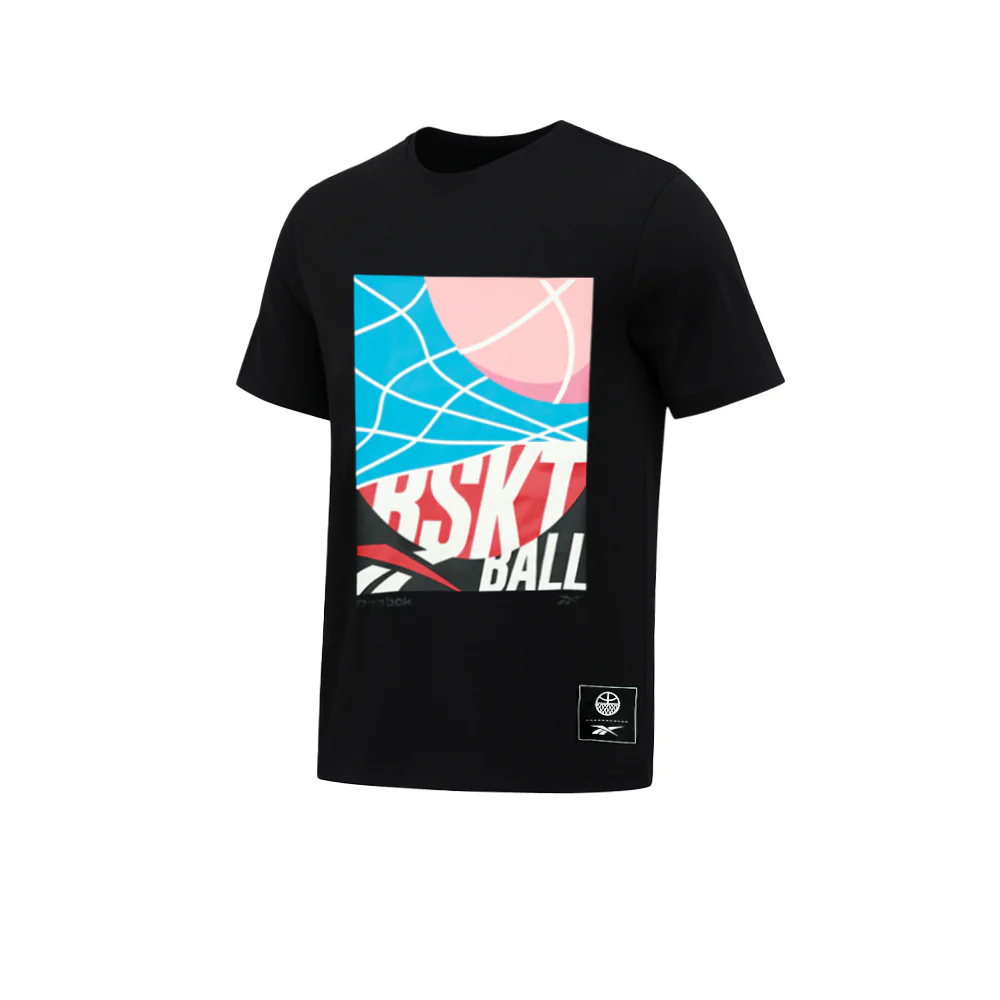 REEBOK Identity Basketball Graphic Men's Training T-Shirt - Black - L (US SIZE)