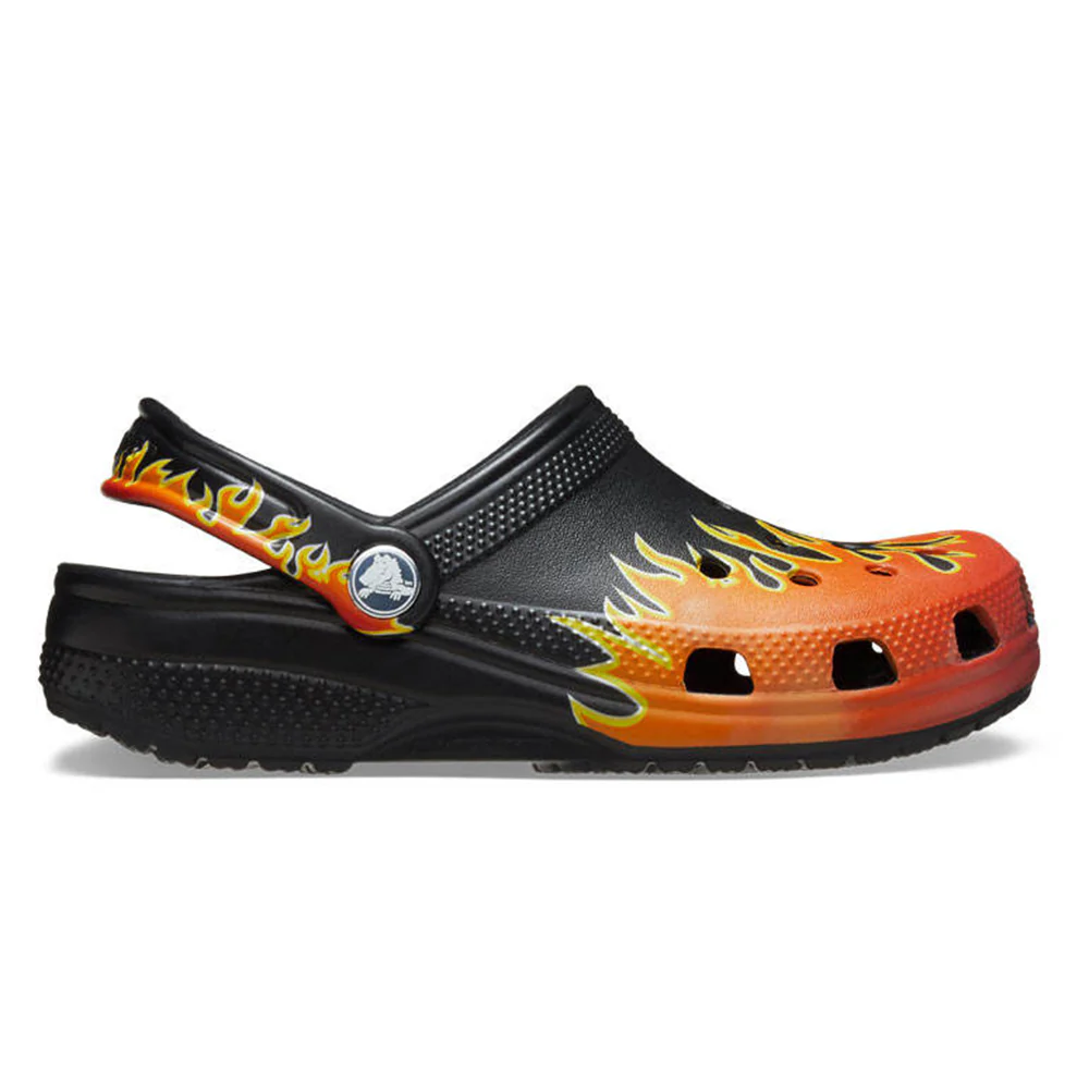 CROCS Classic Flames Clog Kids Lifestyle Shoes - Black - US C11