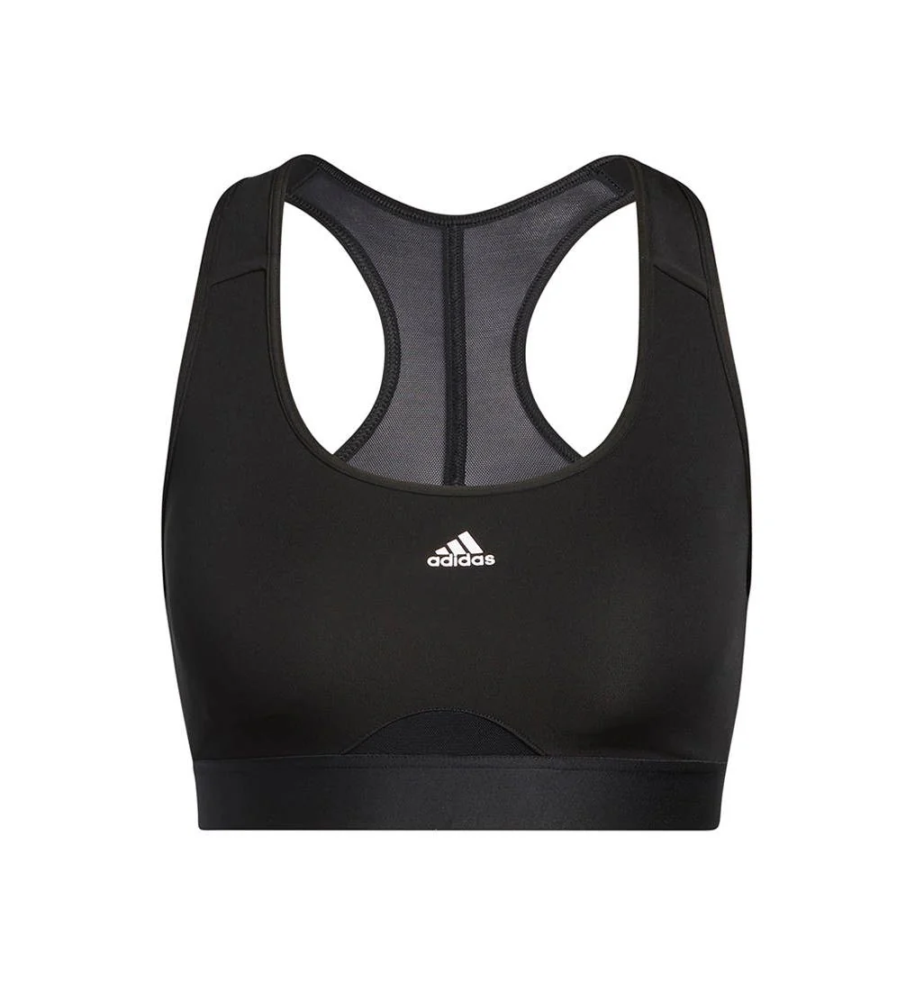 ADIDAS Powerreact Training Medium-Support Women's Sports Bra - Black - 2XS D-DD