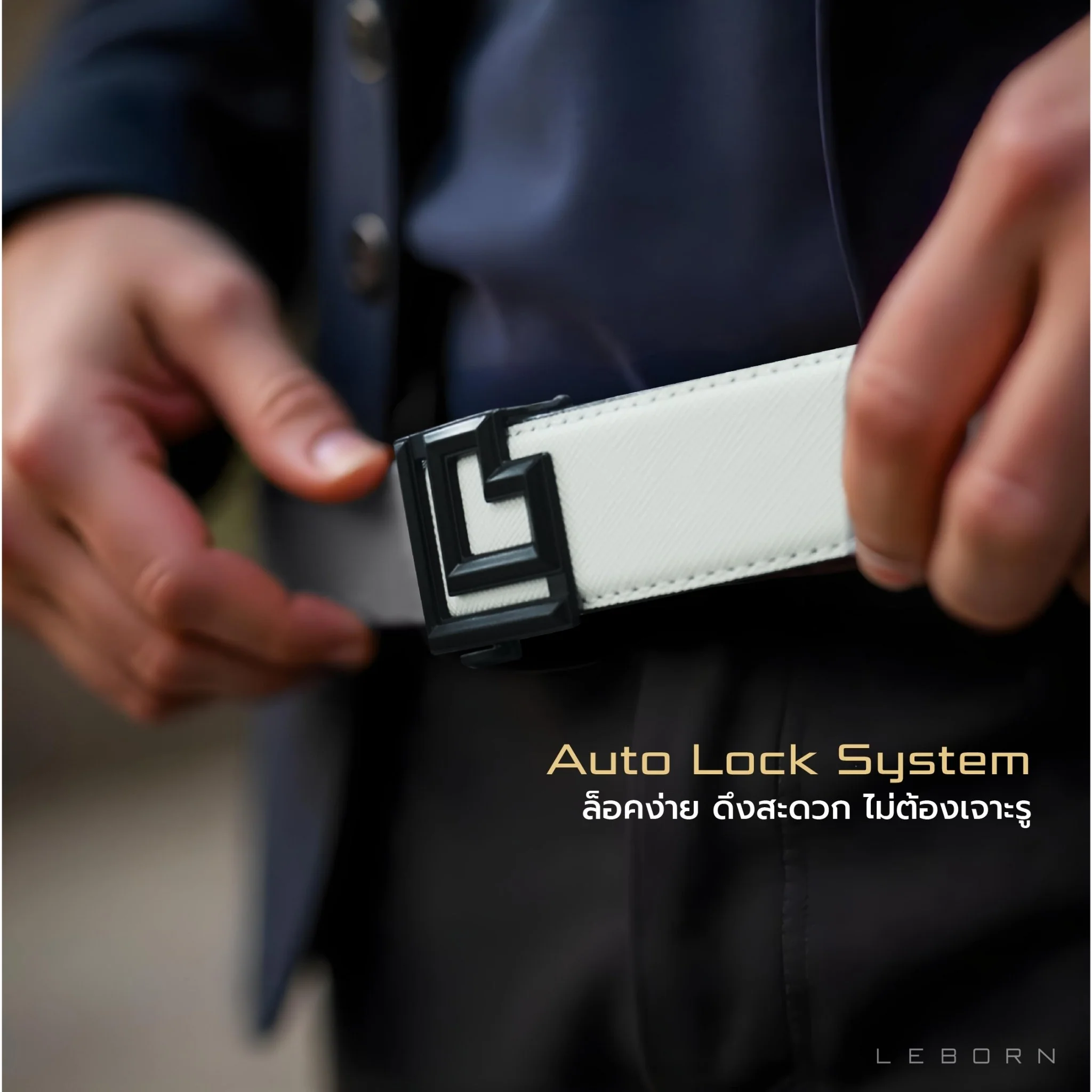 LEBORN เข็มขัด JIMMINES หัวเข็มขัดดำ - Multi Color - ONE SIZE - Black