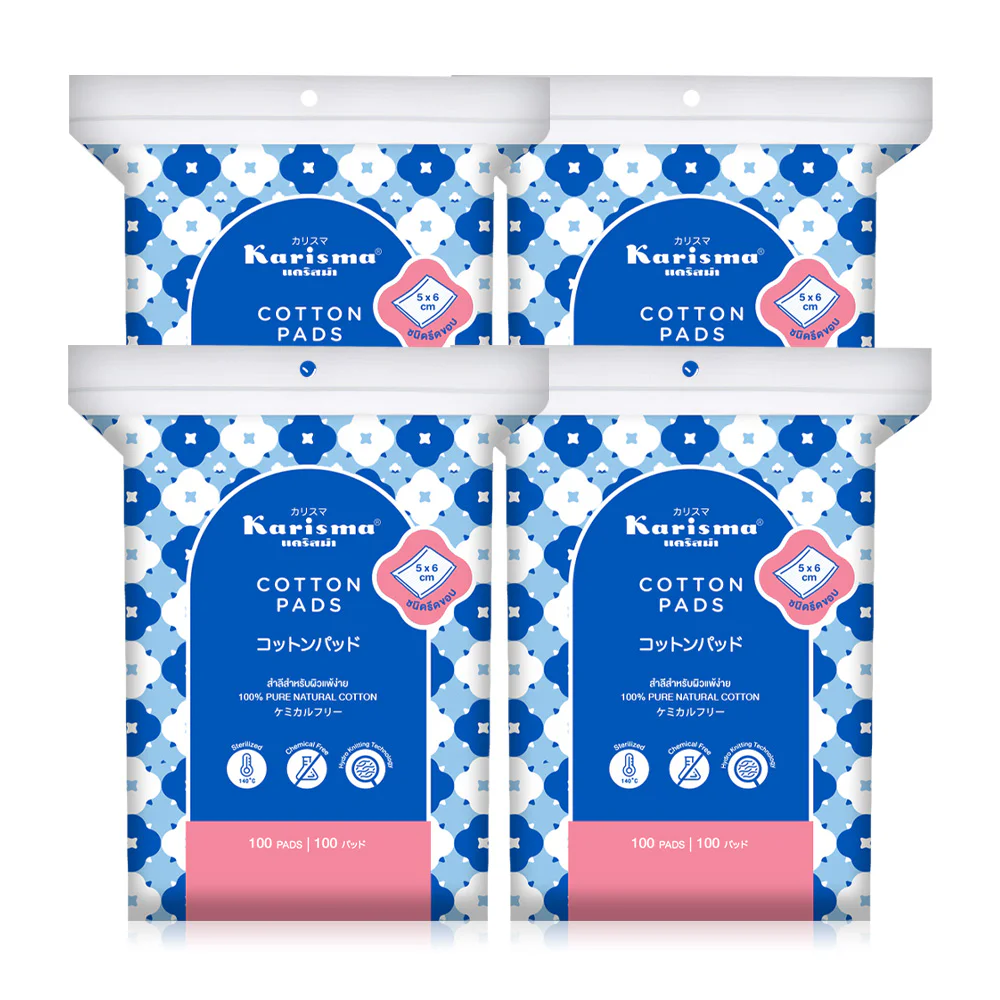 Karisma Cotton Pads Compressed Edge [100 Pads x 4pcs]