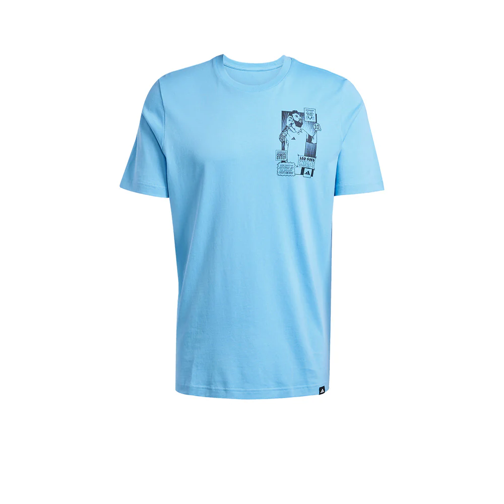 ADIDAS Messi Icon Graphic Men's Football T-Shirt - Blue - 2XL (UK SIZE)