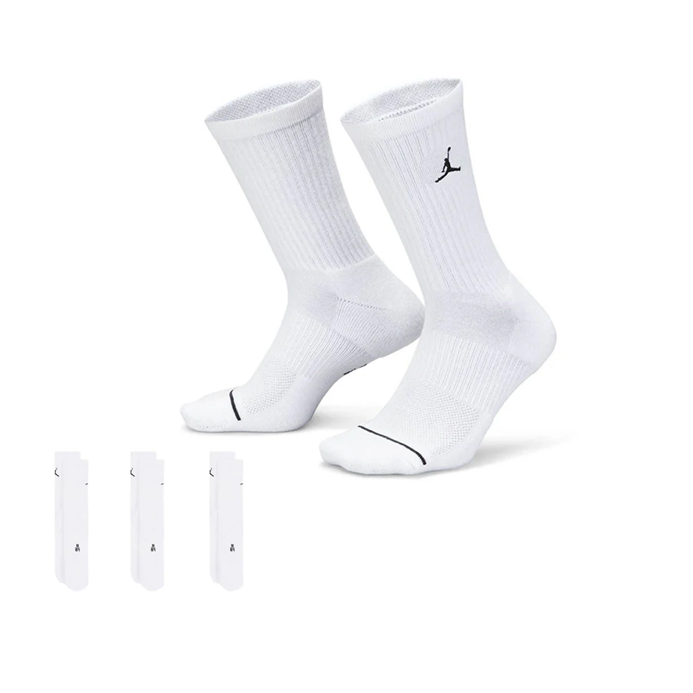 NIKE Jordan Everyday Crew Unisex Socks (3 Pairs) - White - M (US SIZE)