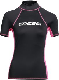 CRESSI Rash Guard Lady Short Sleeve Black/Pink - Black - L