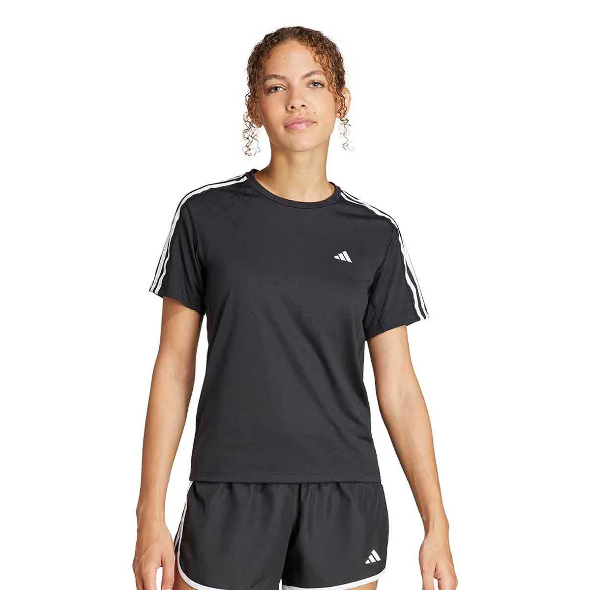 ADIDAS Own the Run 3-Stripes Women's Running T-Shirt - Black - 2XL (ASIAN SIZE)