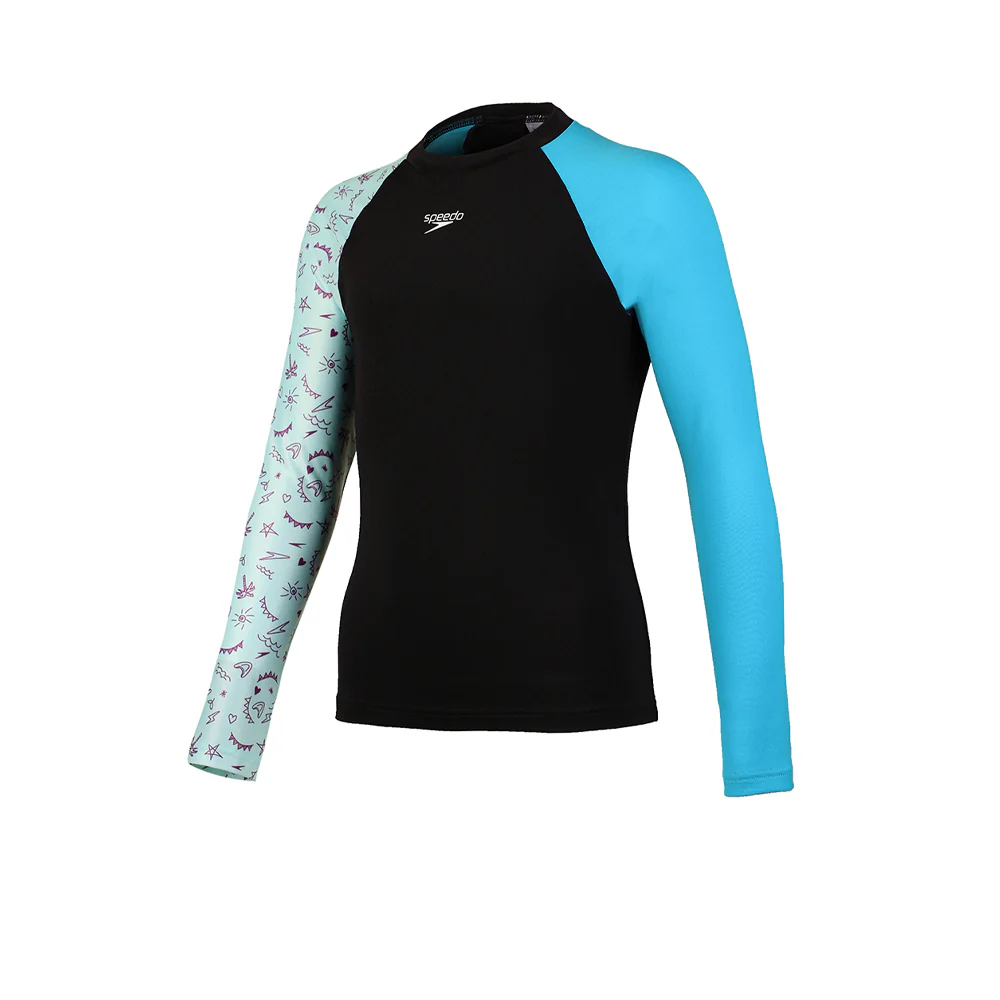 SPEEDO Splash & Learn 2.0 Long Sleeve Boys Rashguard - Black - 11-12 YEARS