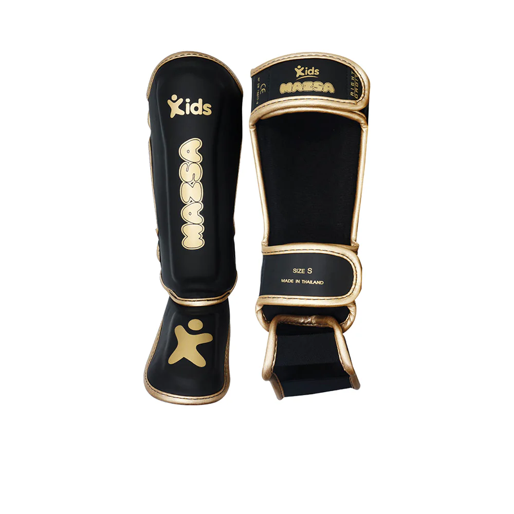 MAZSA SEX1205000 Kids Football Shin Guards - Black - L