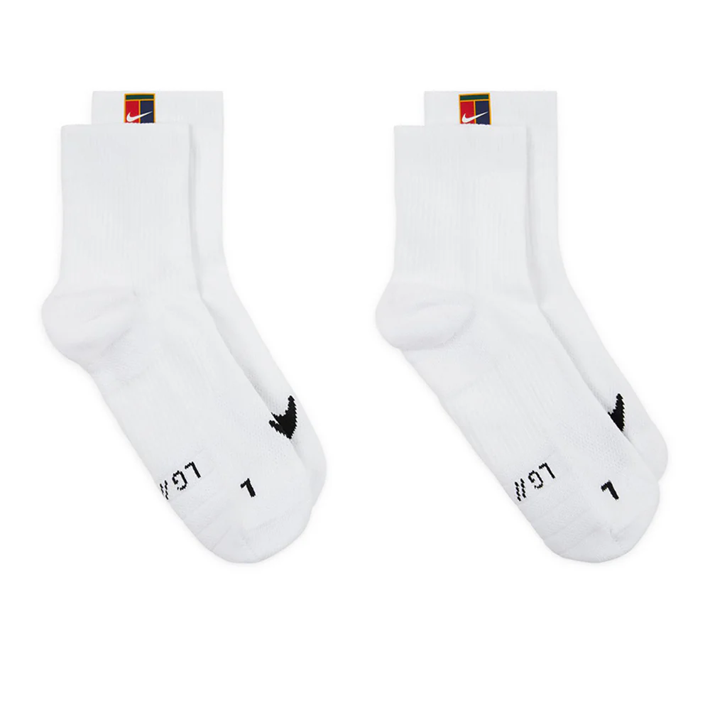 Носки унисекс Nike Court Multiplier Max Ankle Tennis (2 Pairs) — цвет белый, размер L (американский размер)