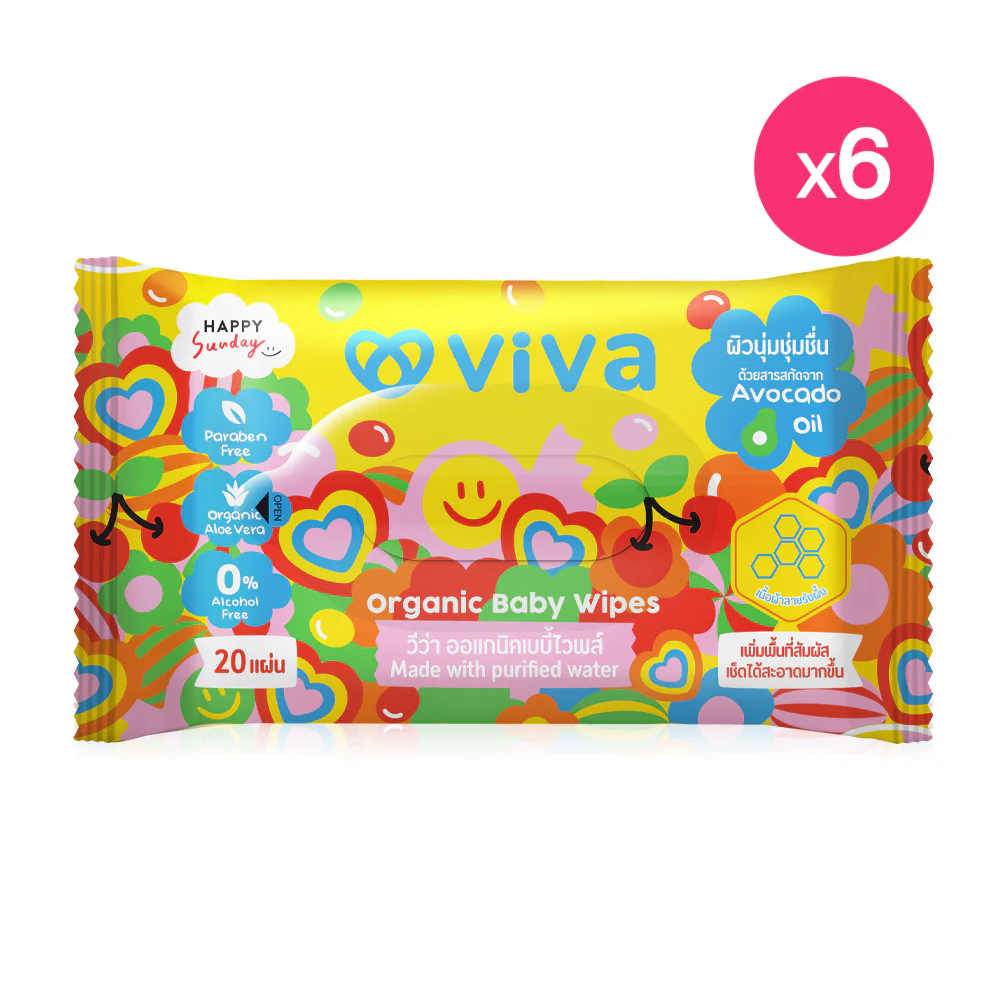 ViVa Organic Baby Wipes [20 Sheets x 6pcs]