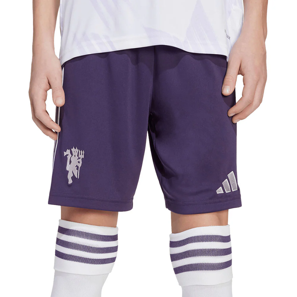 ADIDAS Kids Manchester United Away 2025/26 Football Shorts - Purple - 128 CM