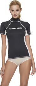 CRESSI Rash Guard Lady Short Sleeve Black/White - Black - L