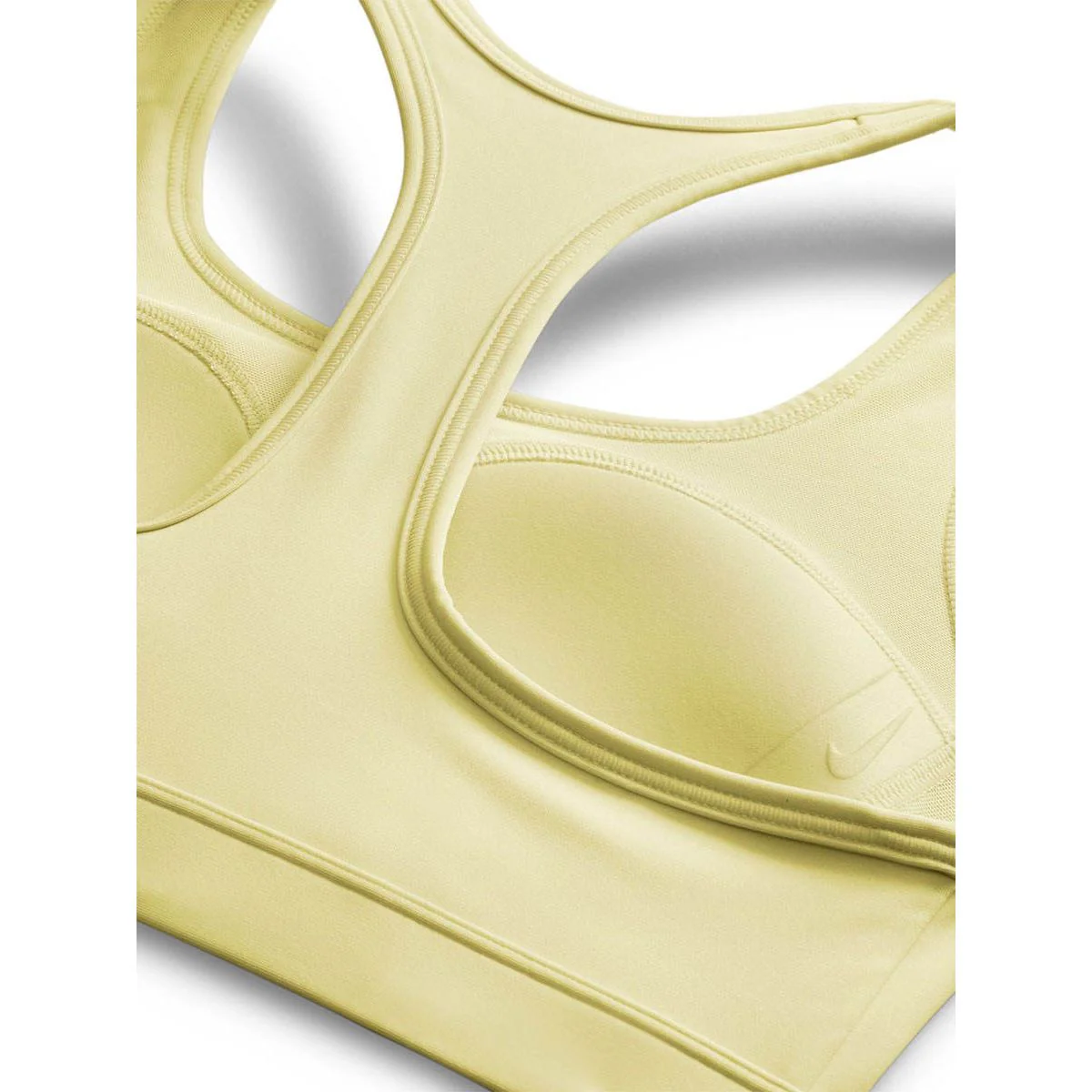 Женский спортивный топ Nike Swoosh Medium Support — цвет желтый, размер L (американский размер)