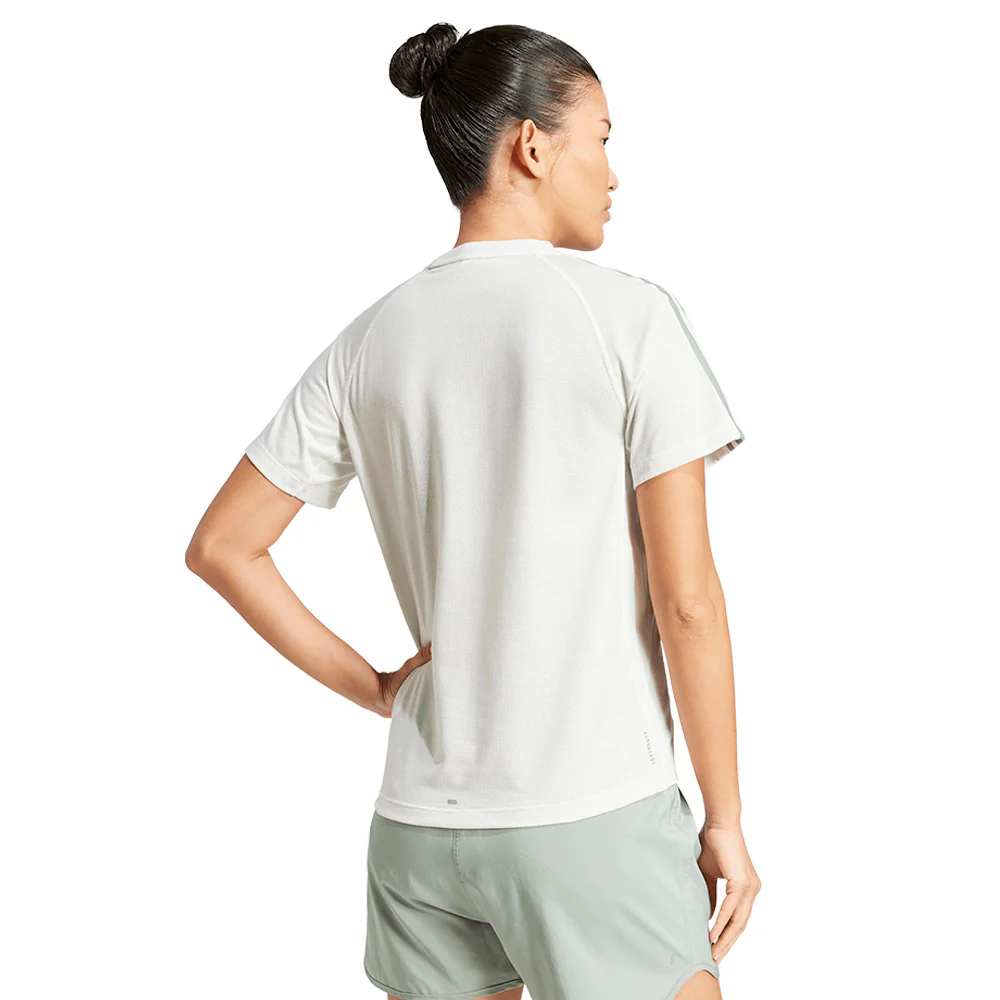 Женская беговая футболка Adidas Own the Run 3-Stripes — цвет зеленый, размер 2XL (азиатский размер)