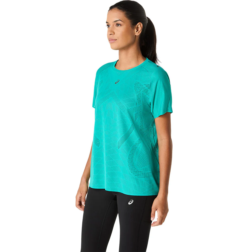 Женская беговая футболка Asics Metarun — цвет зеленый, размер L (азиатский размер)