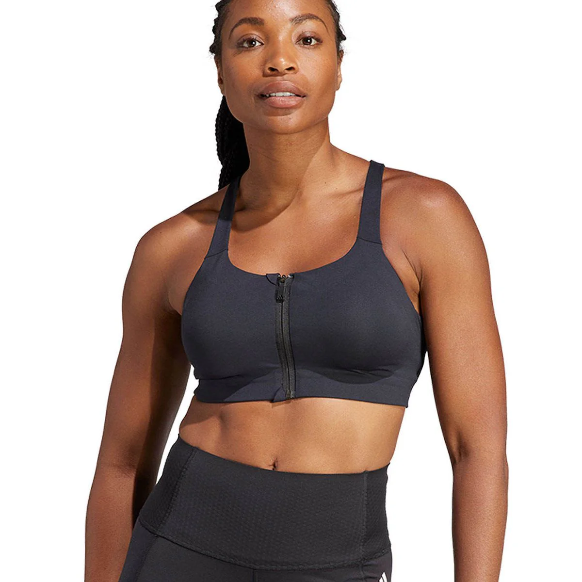 ADIDAS TLRD Impact Luxe High-Support Zip Women's Sports Bra - Black - 75 A