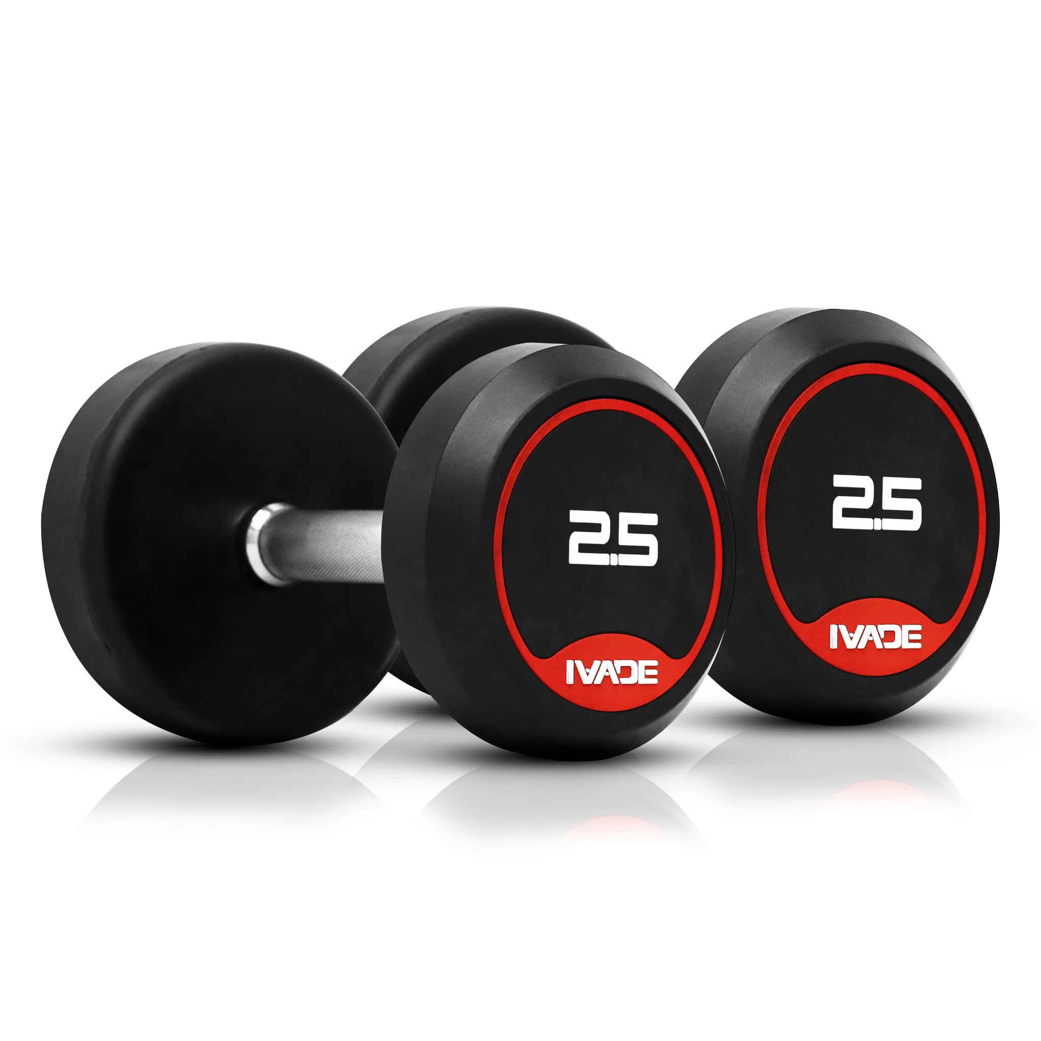 ดัมเบลกลม หุ้มยาง IVADE ขนาด 2.5-25KG x 2 ชิ้น - Black - 10 KG